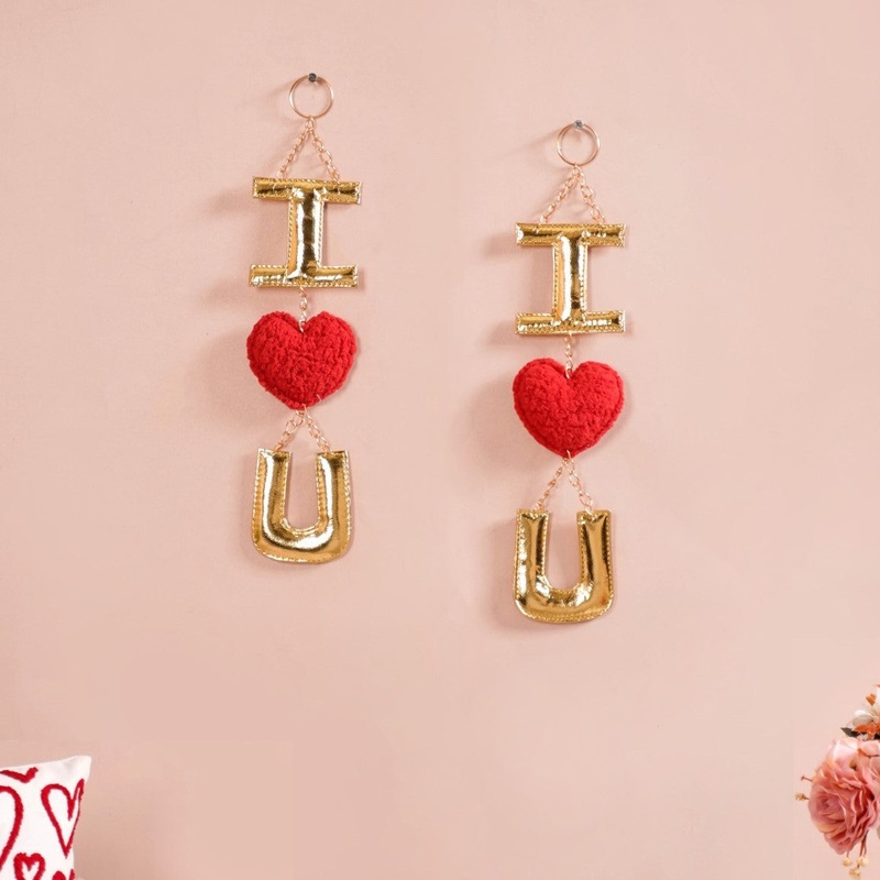 I Love You Wall Hanging Red Set Of 2 14 Inch