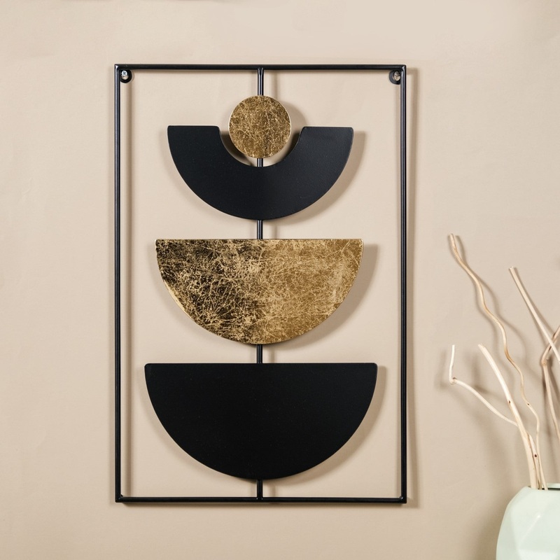 Lunar Cycle Gold Foil Concept Wall Art 23x15 Inch