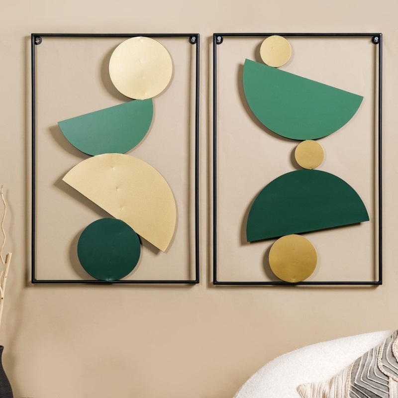 Set Of 2 Rock Cairn Metal Wall Art 23x15 Inch