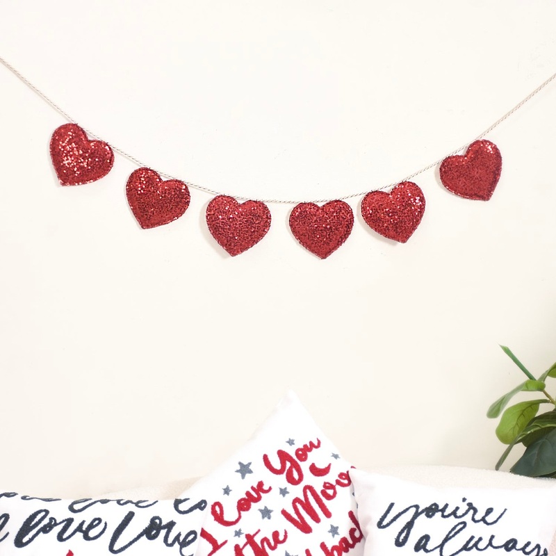 Sparkle Hearts Bunting For Home Decoration 78 Inch
