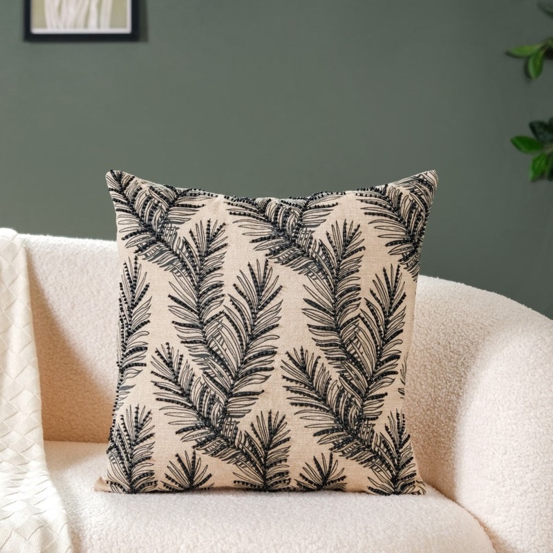 Sustainable Beaded Sofa Cushion Cover 16x16 Inch