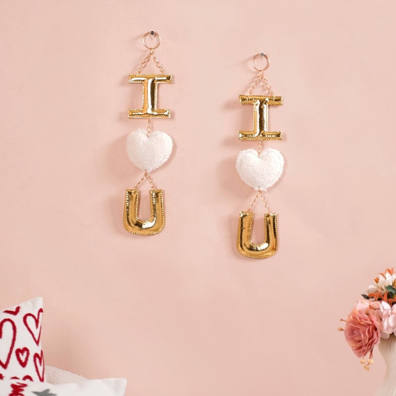 Valentine Wall Hanging I Heart You White Set Of 2 14 Inch