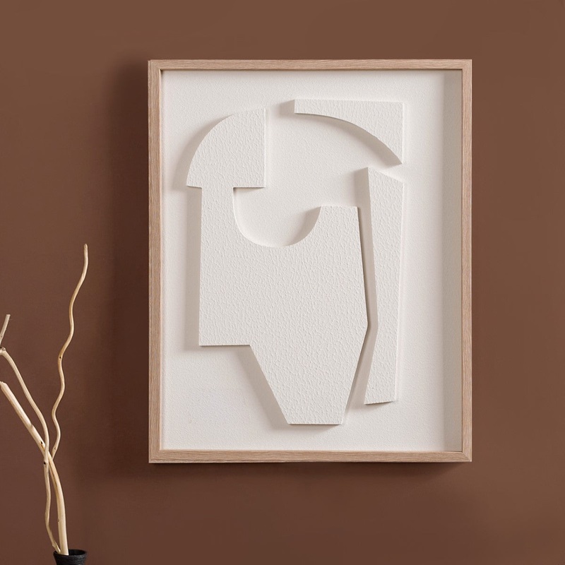 White Embossed 3D Wall Artwork 20x16 Inch