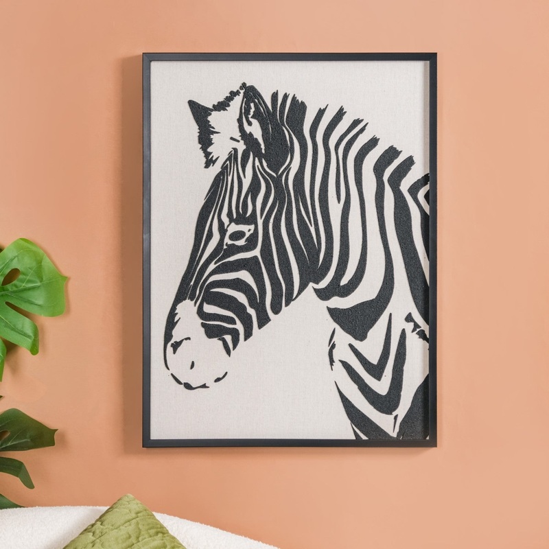 Zebra Safari Embossed Wall Decor For Living Room 23x17 Inch
