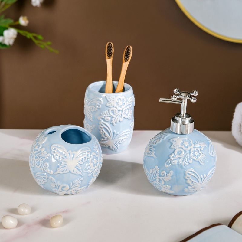 Butterfly Bath Set Of 3 Blue