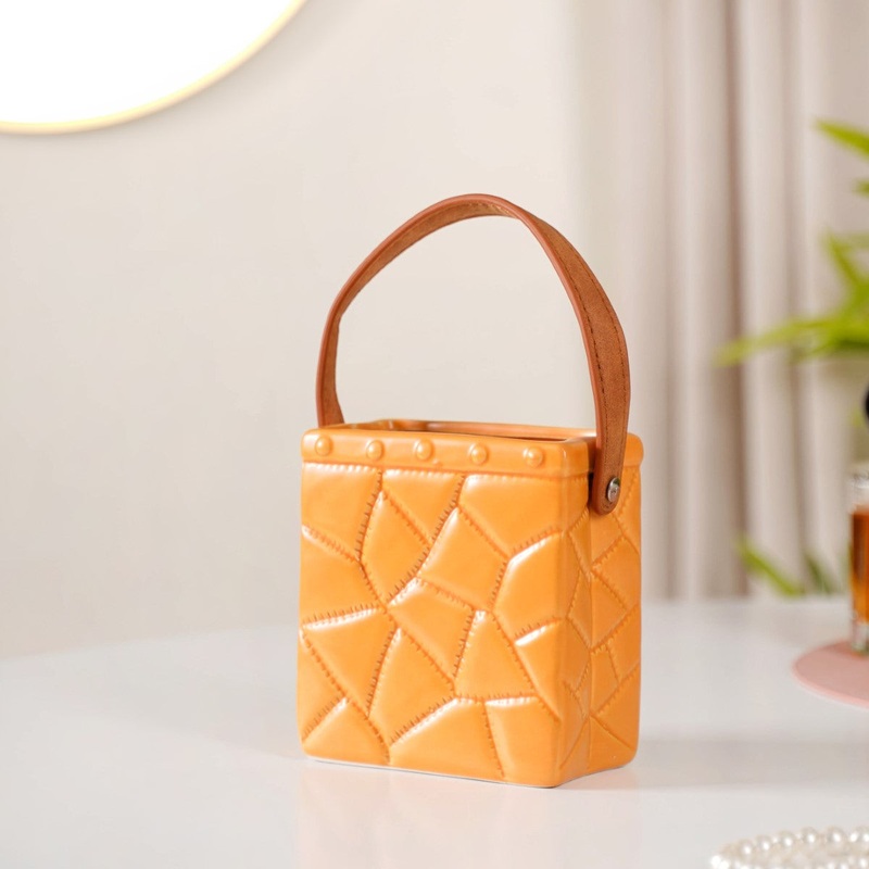 Ceramic Mini Bag Vase Mustard Yellow