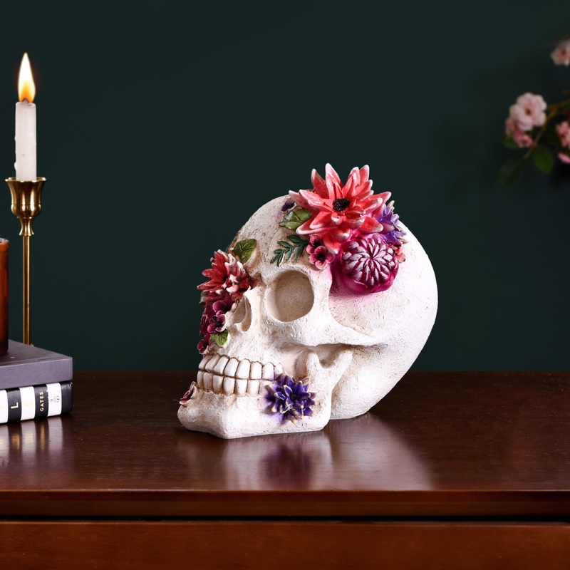 Floral Skull Decor Object
