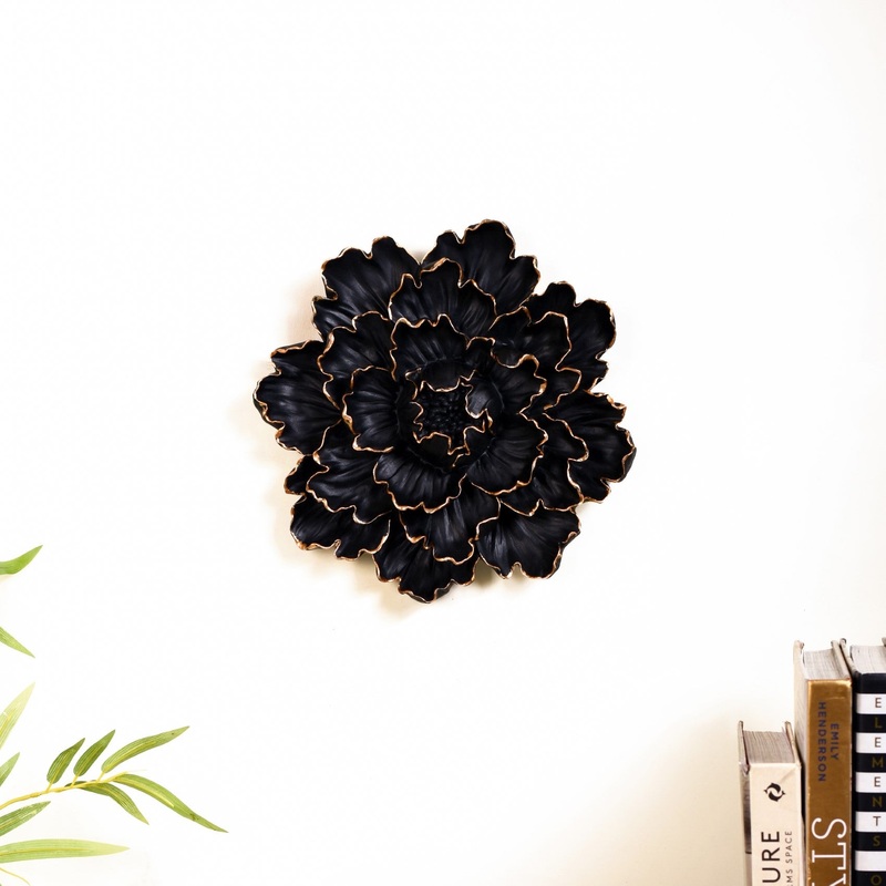 Glam Black Flower Wall Decor For Living Room