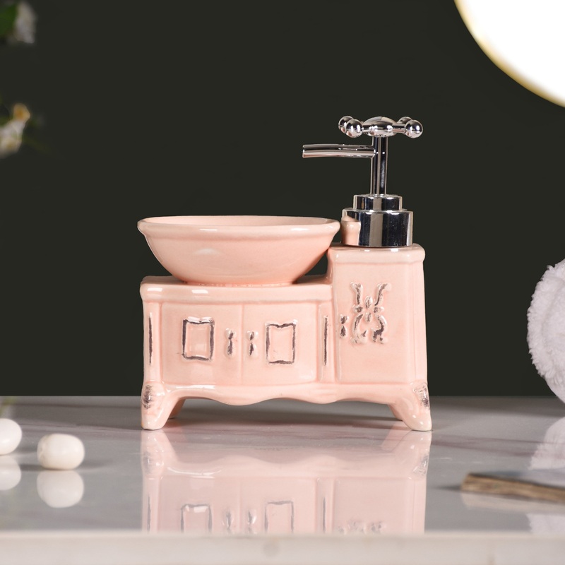 Sink With Tap Ceramic Soap Dispenser Peach