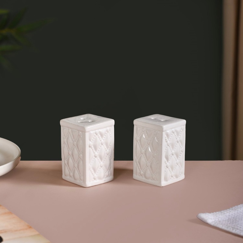 White Chic Ceramic Salt And Pepper Shaker Set