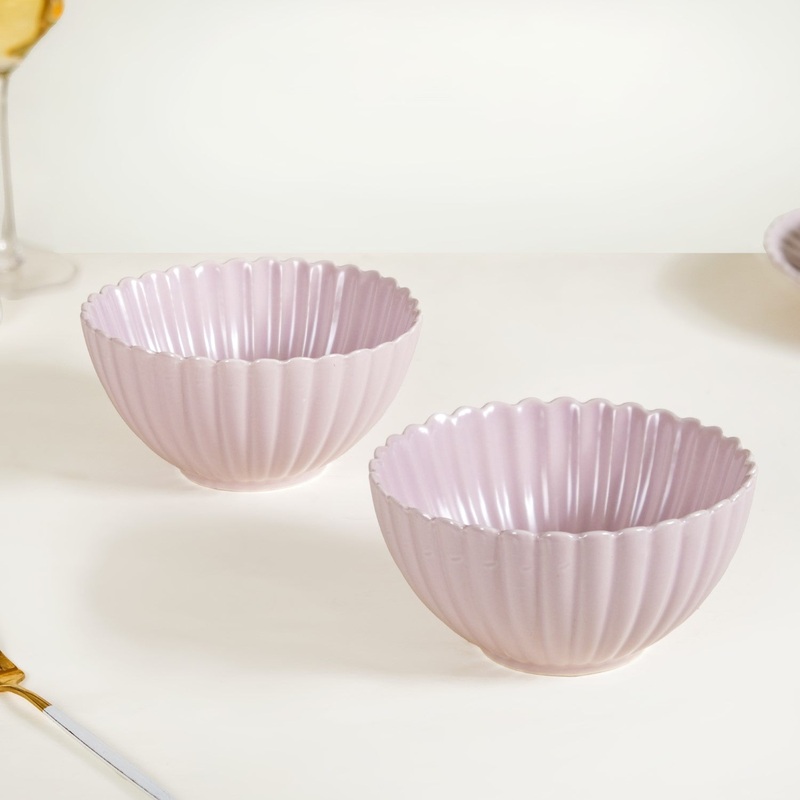 Lilac Scallop Serving Bowls Set Of 2 Small 800ml