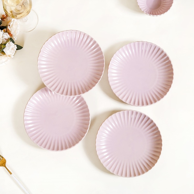 Scallop Lilac Snack Plates Set Of 4 8 Inch