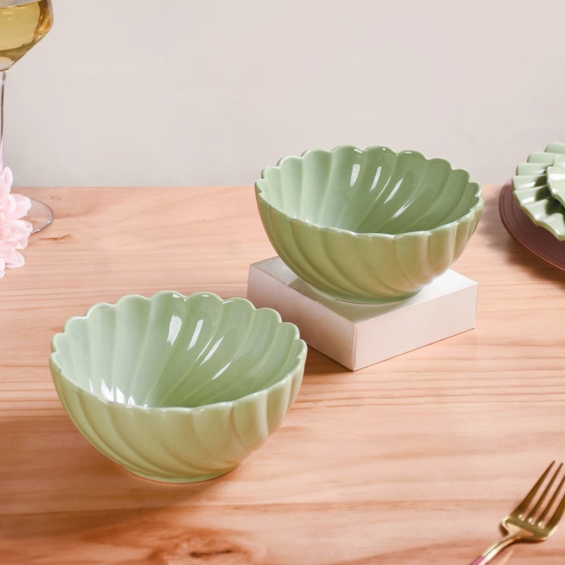Set Of 2 Solid Ceramic Serving Bowls Lao Luxury 850ml