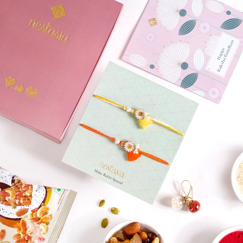 Special Festive Rakhi Gift Hamper Set Of 4 With Box And Card