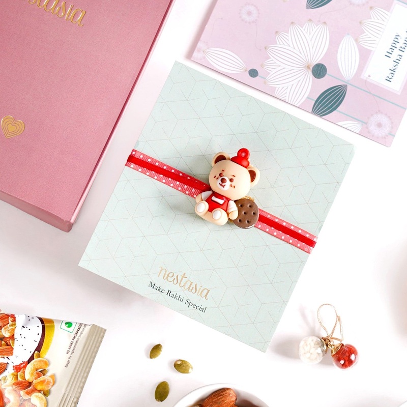 Teddy Bear Kids Rakhi Gift Hamper Set Of 3 With Box And Card