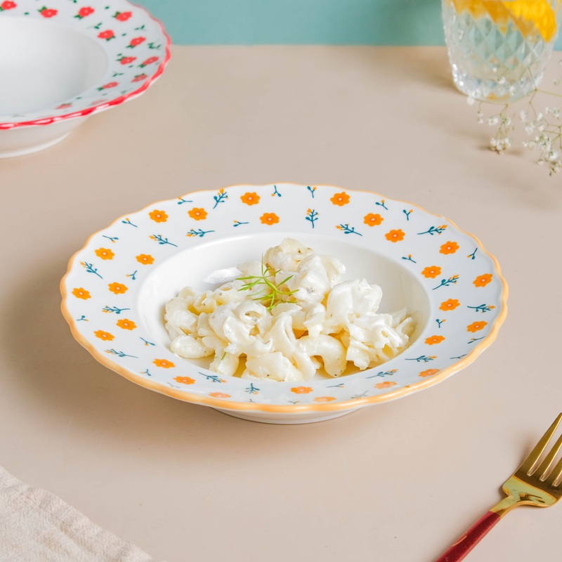 Enchanted Summer Pasta Plate Orange