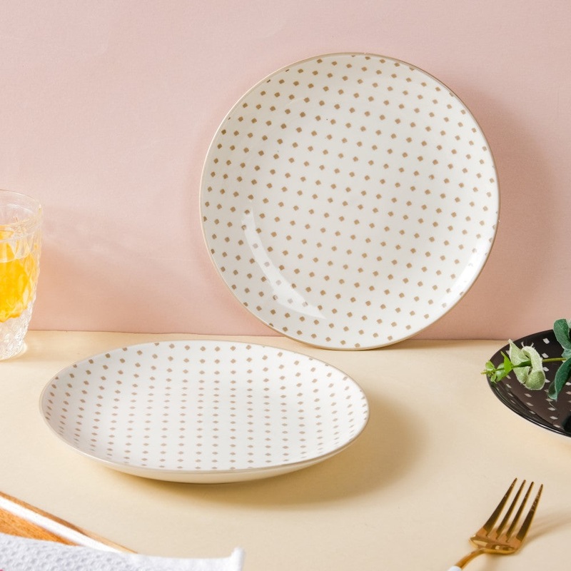 Retro White Ceramic Snack Plate 7.5 Inch Set Of 2