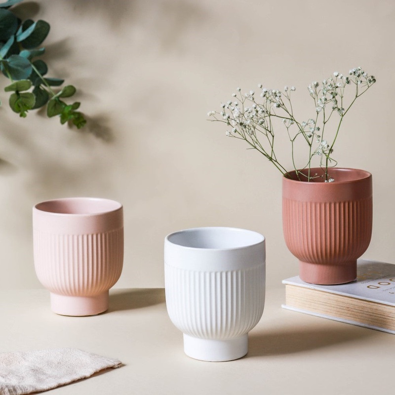 Ribbed Ceramic Vase