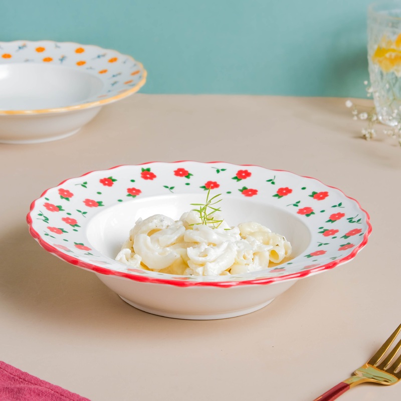 Ziba Floret Pasta Plate Red