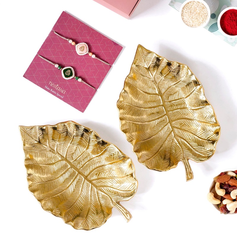 Golden Leaf Rakhi Gift Hamper For Brother