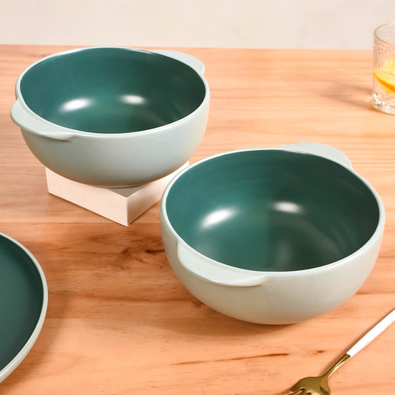 Set Of 2 Zoella Green Serving Bowls With Handles 1900ml