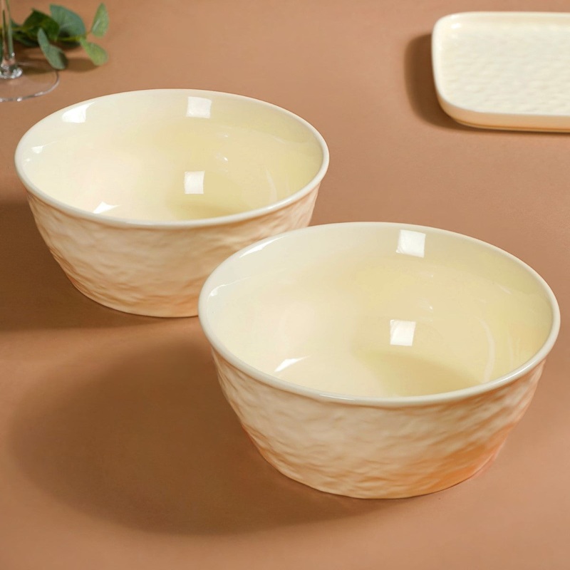 Vanilla White Textured Serving Bowl Set Of 2 1900ml