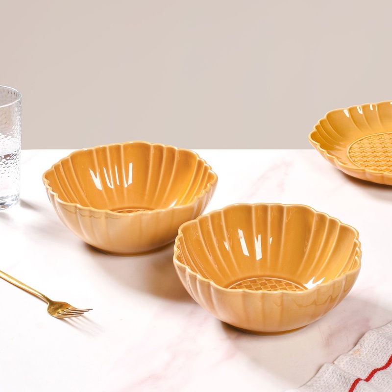 Yellow Ochre Serving Bowl Set Of 2 1200ml