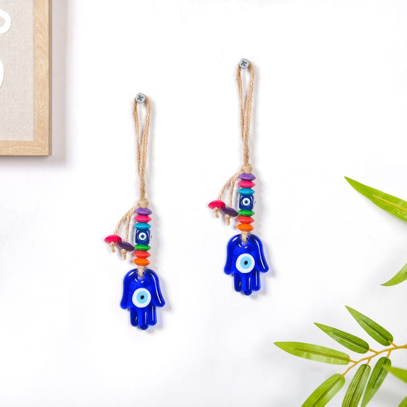 Hamsa Hand Evil Eye Wall Hanging Set Of 2