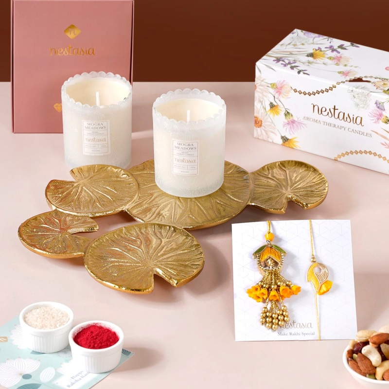 Leaf Cluster Rakhi Lumba Gift Set