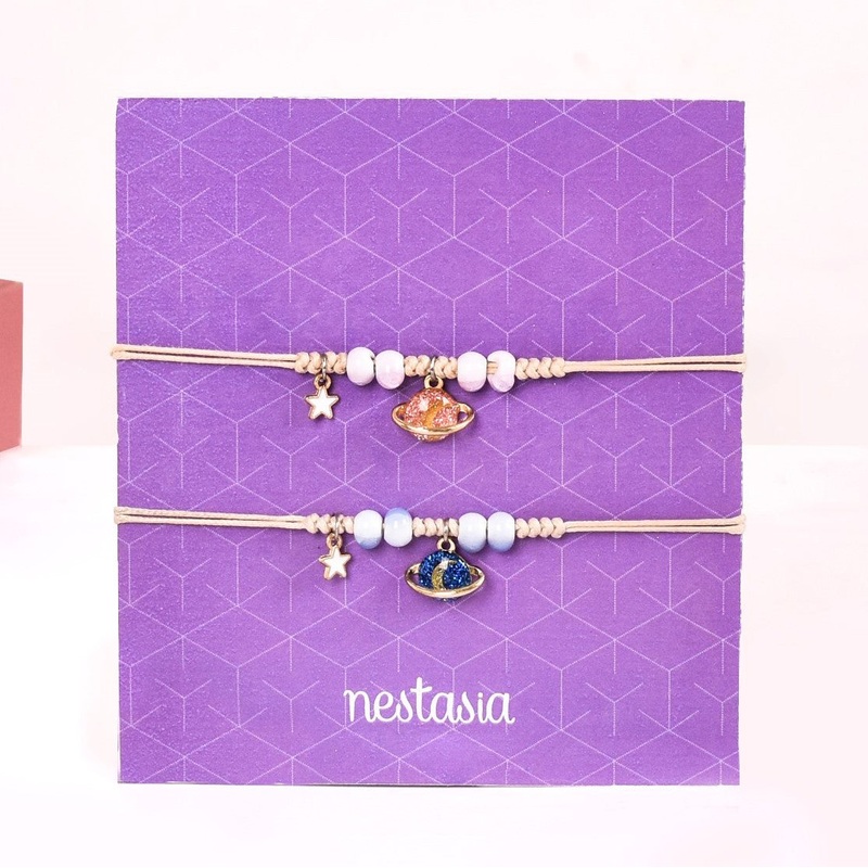 Set Of 2 Gleaming Ringed Planet Bracelets For Kids