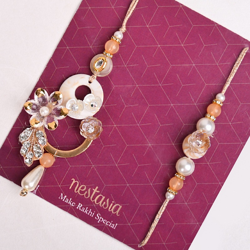 Golden Bloom Rakhi-Lumba Set