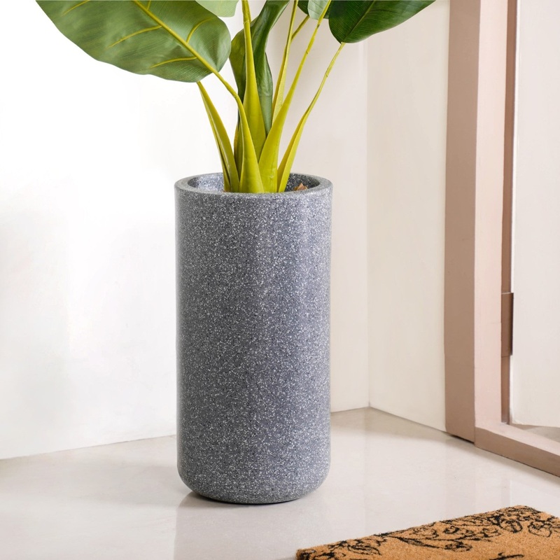Planterra Grey Tall Cylindrical Planter 18x9 Inch