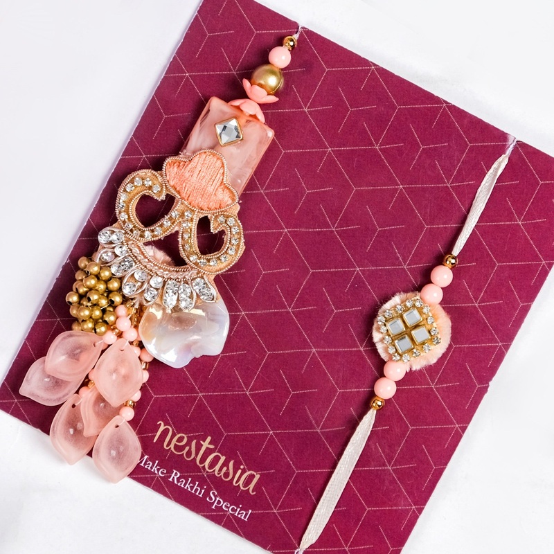 Pretty Peach Rakhi Lumba Gift Set