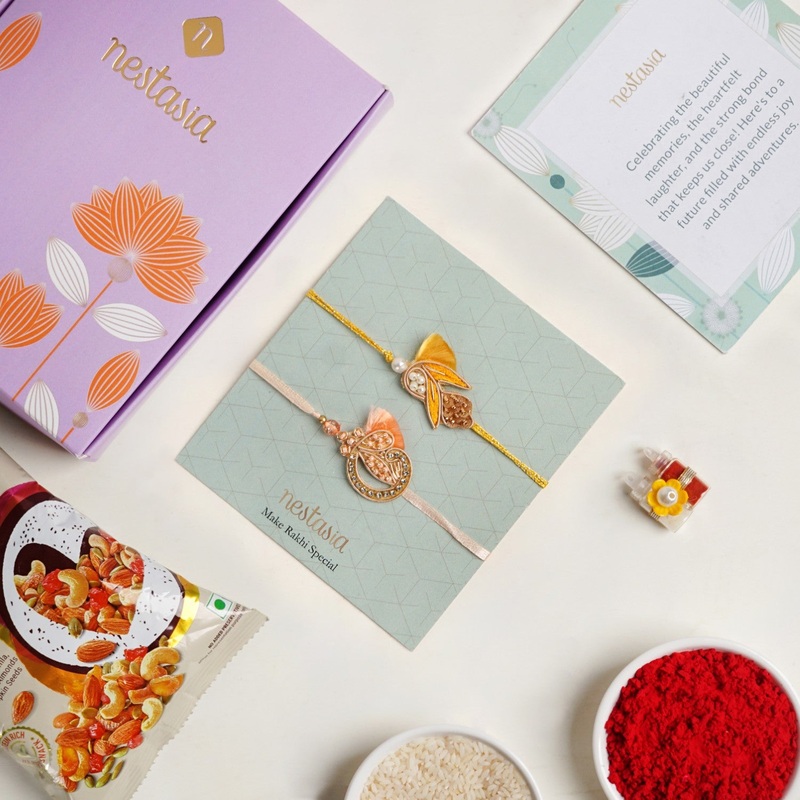 Sunshine Bloom Set Of 2 Rakhi Gift Set
