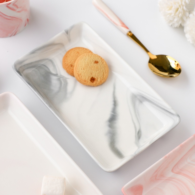 Marble Serving Platter Grey Large 8 Inch