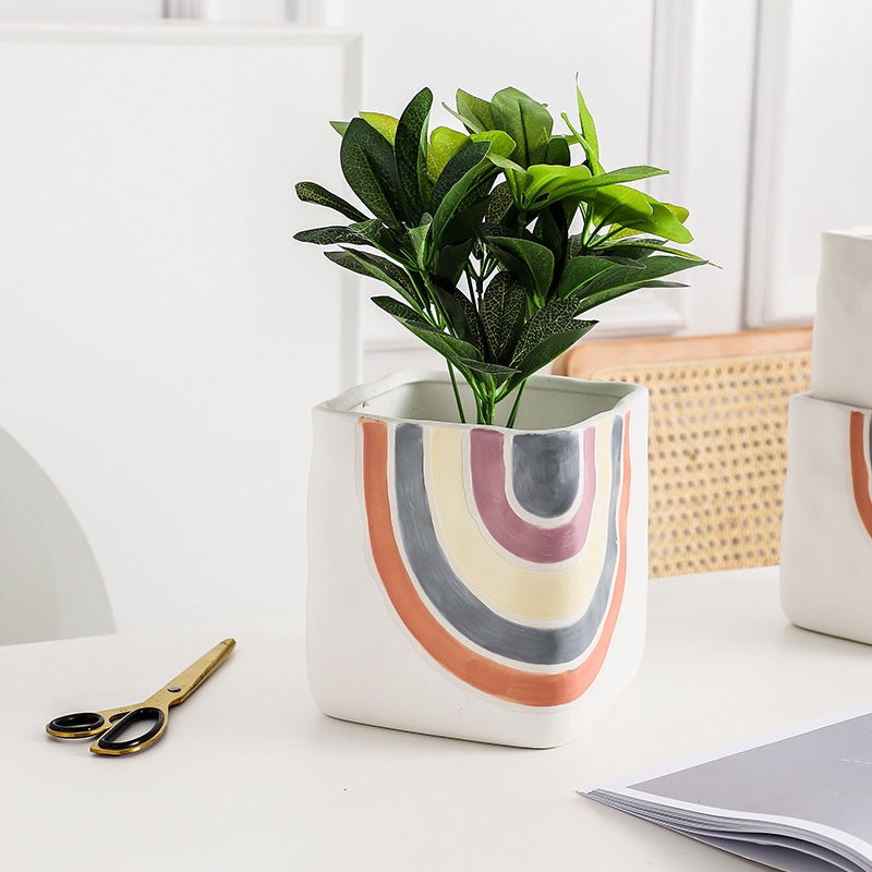 Rainbow Square Pot Medium