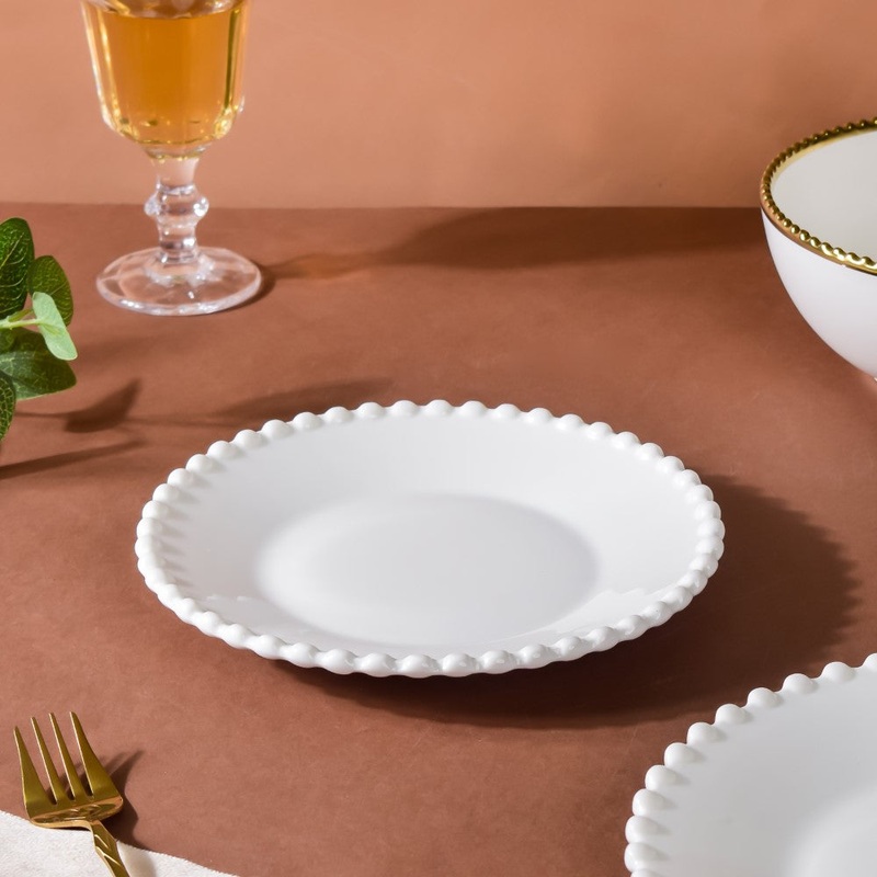 Scalloped Snack Plate White 8 Inch