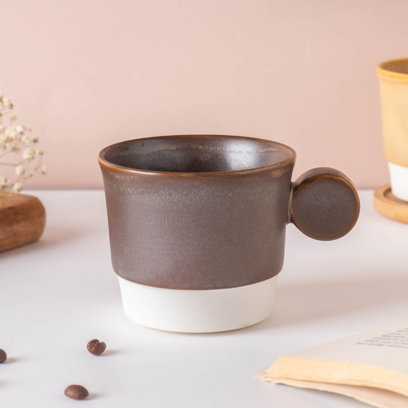 Stackable Ceramic Cup Brown 200 ml