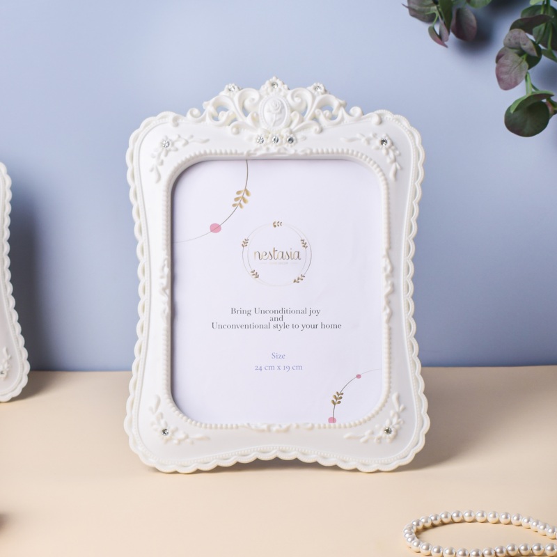 Crowned White Large Photo Frame