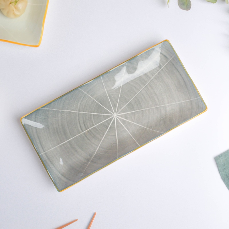 Willow Dark Grey Ceramic Long Plate 10 inch