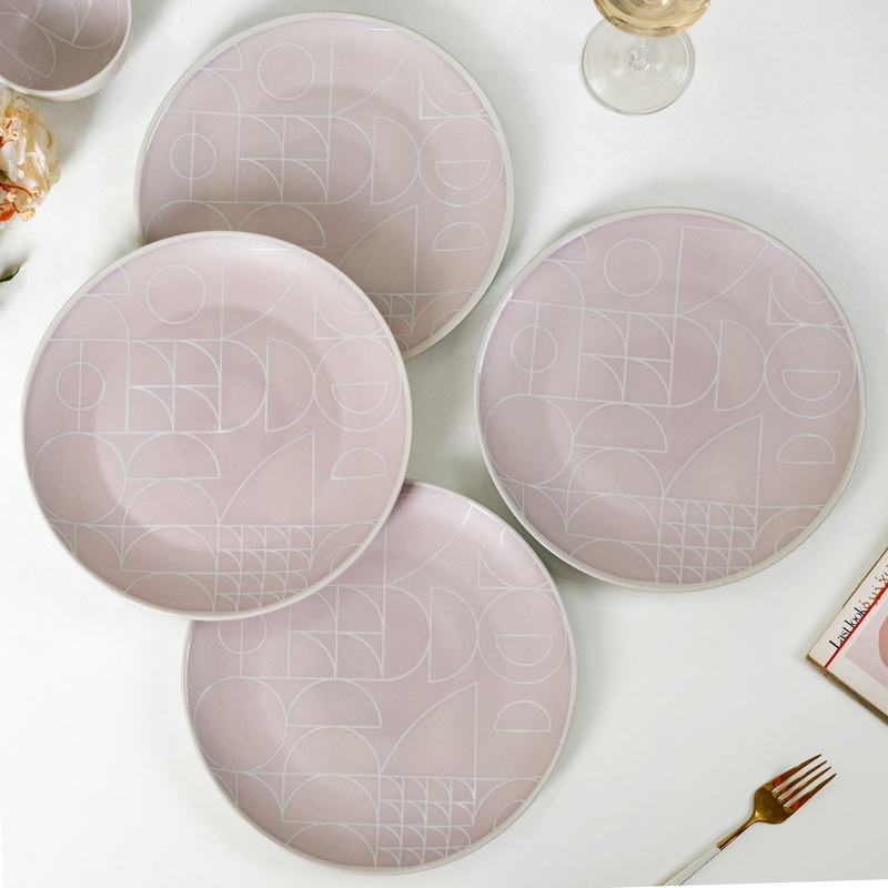 Monvia Modern Art Deco Light Mauve Dinner Plate Set Of 4 10 Inch
