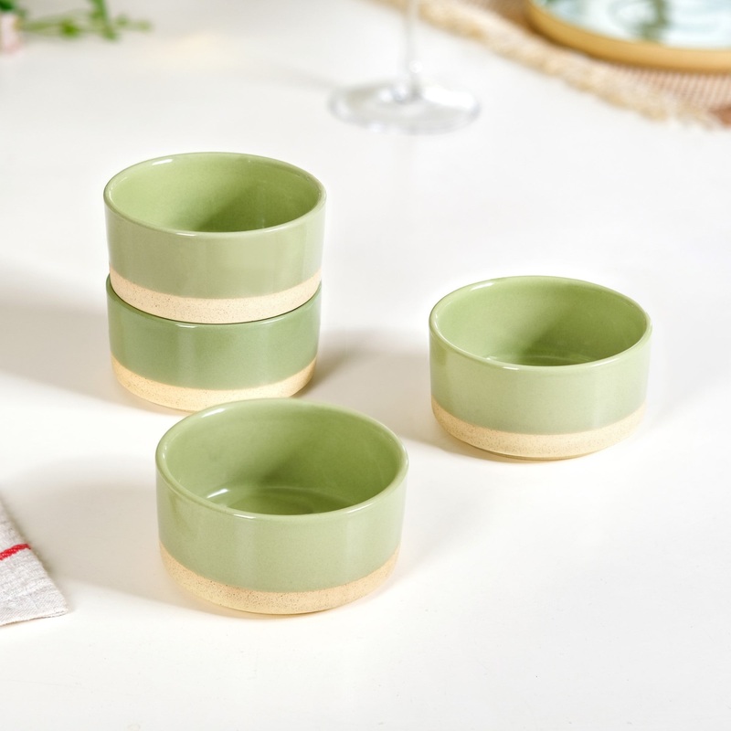 Earthy Sage Green Stoneware Small Bowls Set Of 4 150ml