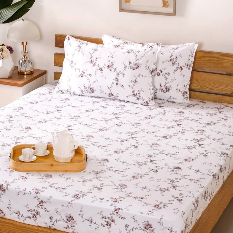 Floral 100% Pure Cotton Night Bedsheet Set 180 TC Soft Touch King Size 275x275 cm
