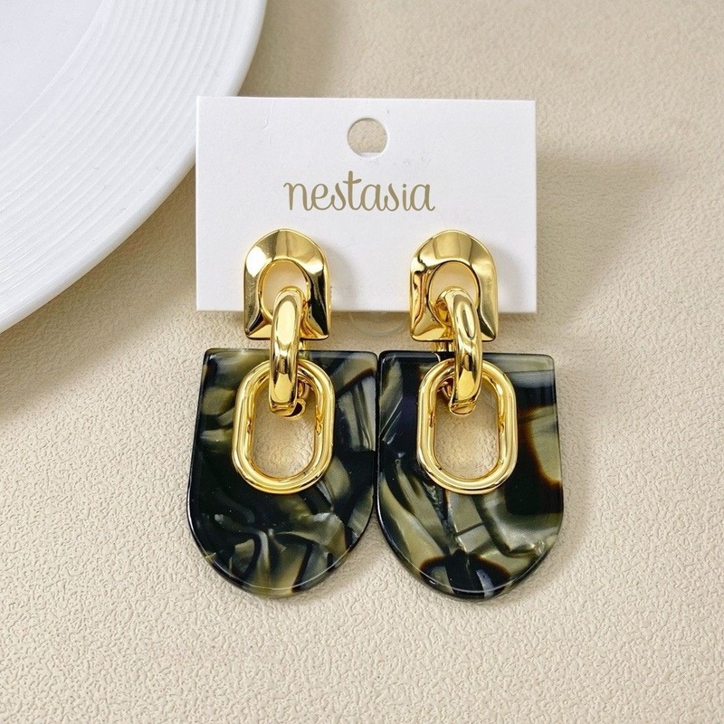 Marbled Arches Earrings Black Green