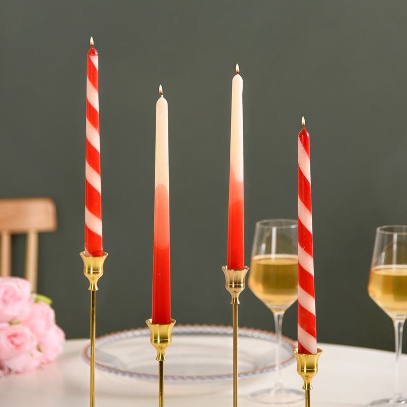 Set Of 8 Ombre And Spiral Taper Candles