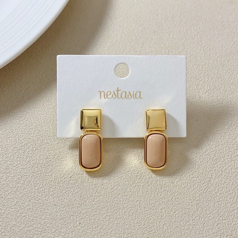 Soft Beige And Gold Earrings