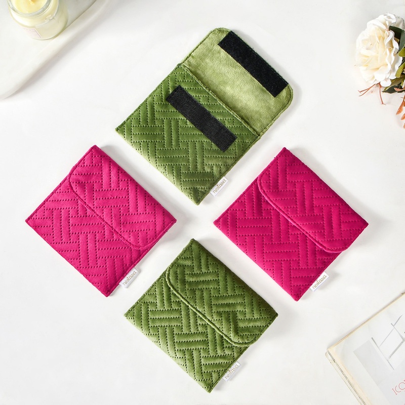 Set Of 4 Small Jewellery Pouch Pink And Green