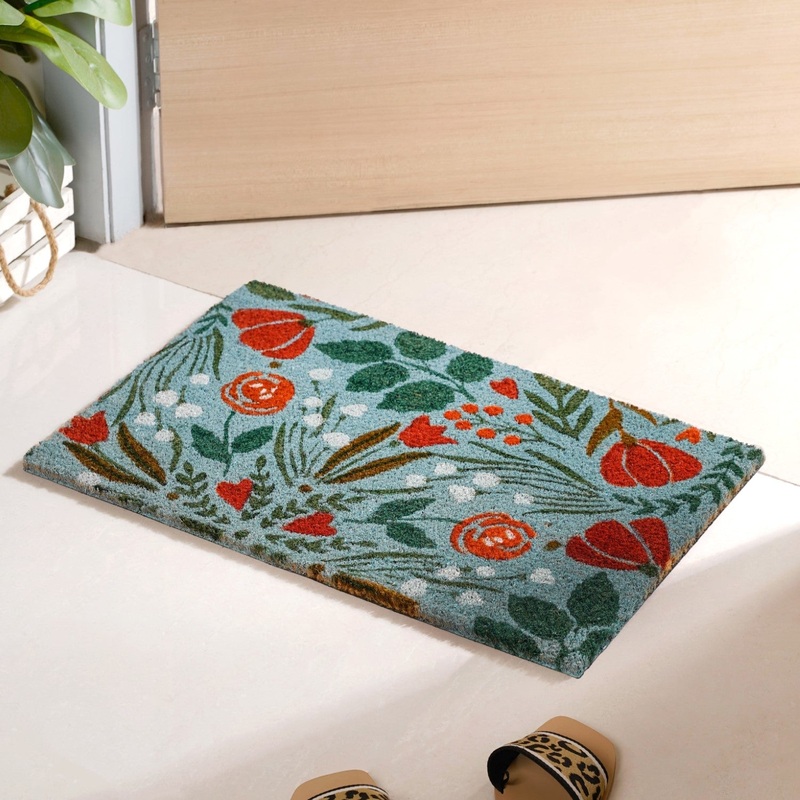 Tulips And Roses Coir Welcome Mat 24x16 Inch