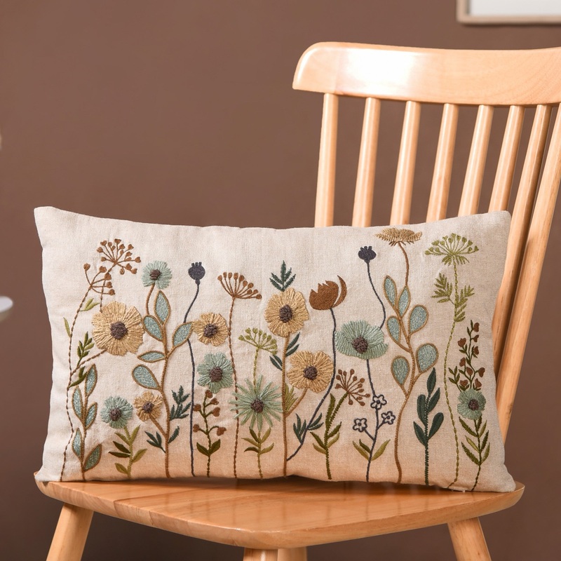 Valley Of Spring Embroidered Cushion Cover 40x40cm