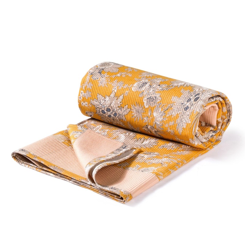 Soft Florals Mustard Yellow Cotton Bedcover 254x221cm